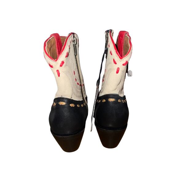 Lucchese Women Cream Black Cowboy Western Bootie (Ash Boot) Size 8.5 NWT Rodeo - Picture 4 of 8